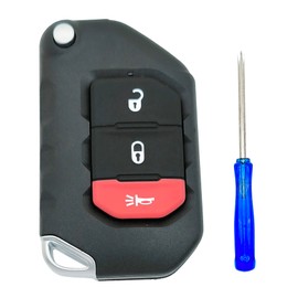 Folding Replacement Key Fob Cover for Jeep 2020 2021 Gladiator JT Sahara JLU 2018-2021 Jeep Wrangler JL JLU Rubicon Keyless Entry Key Fob Case Shell (3 Button)