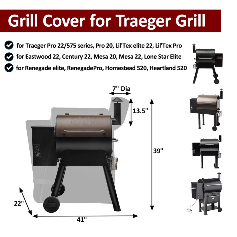 Pellet Grill Cover for Traeger Pro 22 & 575 Series