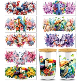 UV DTF Cup Wraps for 16 oz Glass Cups, 8 Sheets Animal UV DTF Transfer Stickers UV DFT Decals Waterproof Uvdtf Cup Wraps