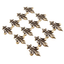 dophee 12 Pack Vintage Feet Leg Corner Protectors, Metal Embellishments Box Guard Edge Cover, Antique Bronze Decorative Furniture Brackets with Nails for Cabinet Wooden Case Table Desk, 2.09"x1.3"