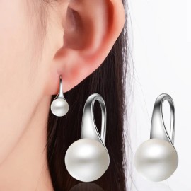 AURALUX Pendientes de Perlas 925 Plata para Mujer, Diseño Elegante con Caja de Regalo, Perfectos para San Valentín y Día de la Madre, 2 Piezas