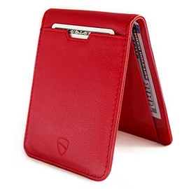 Vaultskin Cartera Bifold de Piel con Bloqueo RFID, Billetera Slim de Gran Capacidad con Diseño Minimalista para Tarjetas y Billetes, Accesorio Elegante Ideal para Regalo (Rojo, Manhattan)