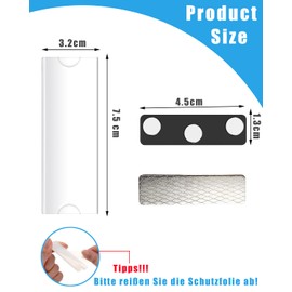 Pack of 10 Magnetic Name Badges, Transparent, 75 x 32 mm, Name Tags for Clothing (Black)