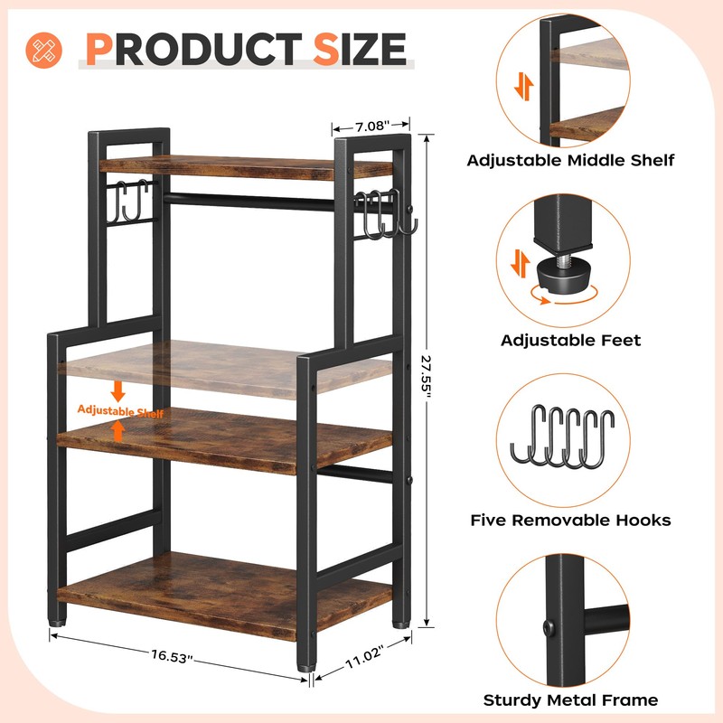 Kitchen Countertop Organizer,3 Tier Large Spice Rack Organizer with Adjustable