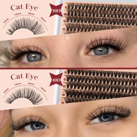 Higu clace DIY Lash Extension Kit, 30D+40D Individual Lashes Kit 280pcs, D curl Clusters Eyelash Bond and Seal and Lash Applicator Tools for DIY Eyelash Extension(30D+40D-Mix10-18-Kit)