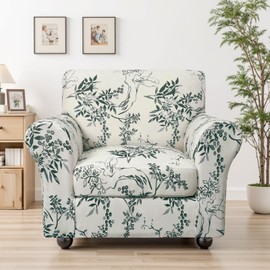 SearchI Sofa Cover Couch Covers, 2 Pieces Armchair Slipcover with 1 Separate Cushion Cover Stretch Soft Furniture Protector for Living Room Couch Cover for Pets Kids(Armchair, Foliage)