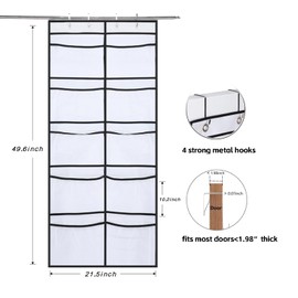 Hanging Shelf, Hanging Storage Organiser, Hanging Organiser with 10 Mesh Pockets, Equipped with 4 Hooks, Suitable for Door Organiser, Bedroom, Living Room, Children's Room, Bathroom (54.5 x 126 cm)