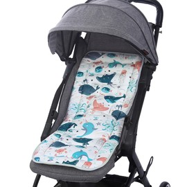 Universal Baby Stroller Seat Liner Cotton Pushchair Seat Cushion Breathable Pram Liner Insert Pad Cover Soft Stroller Cushion Pad Head and Body Support Mat