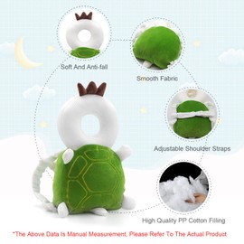 JINYJIA Baby Head Protector Backpack, Baby Head Protection Pillow, Adjustable Toddler Baby Head Protection Safety Soft Pads, Head Protection for 4-24 Months Baby Learning Walking,Turtle