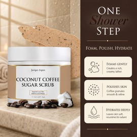 Exfoliante corporal de azúcar, café y coco, exfoliante de azúcar que hace espuma para hidratar y exfoliar la piel.