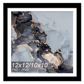 Fxojyvo 12x12 Frame Black, Display Picture 10x10 with Mat or 12 x 12 Without Mat, Wall Hanging Large Picture Frame for Diamond Art Painting 30x30cm - 1 Pack