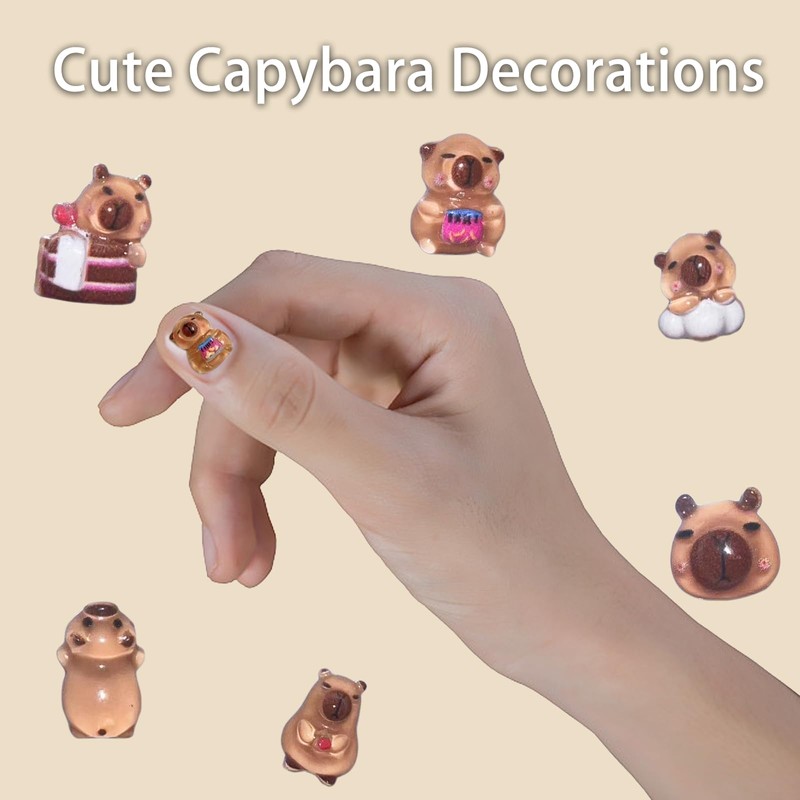 fKiZanthene 100Pcs Mini Resin Capybara Decorations, Tiny Animal Figurines for