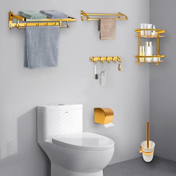 Unbranded Bathroom Accessories Set Wall-Mounted Bath Toilet Brush Hardware Towel