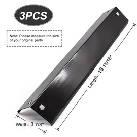 Criditpid Grill Heat Plates Shields for Chargriller 5050, 5650, 3001, 3008, 5072, King Griller 3008, 5252, 3-Pack Porcelain Steel Heat Tent Burner Cover Flame Tamers for Char griller Replacement Parts