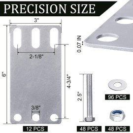 Hicarer 12 Pcs E Track Accessories Back Plate Set E Track Rail Mounting Heavy Duty Backing Plate with Installation Kit for Enclosed Trailer, Truck, Workshop