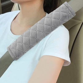 Alyphyly 2 PCS Soft Auto Seat Belt Cover Seatbelt Shoulder Pad Cushions Universal Fit for All Cars and Backpack for a More Comfortable Driving (Light Grey)