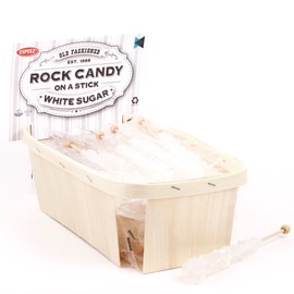 Extra Large Rock Candy Sticks: 18 White Rock Candy Sticks - Original - Individually Wrapped for Party Favors, Candy Buffet, Showers, Receptions, Old Fashioned Espeez Bulk Candy on a Stick
