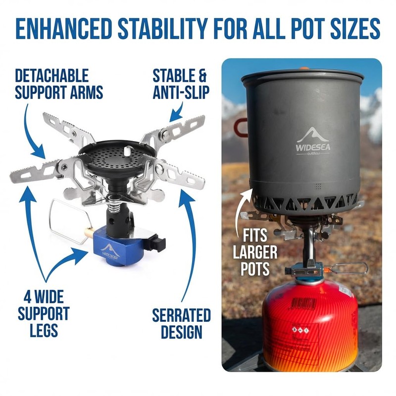 Widesea 1-2 Person Camping Cookware Set – Backpacking Pot with