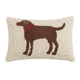 Peking Handicraft 30JES1458C12OB Brown Dog Wool and Cotton Pillow, 8 X 12 inch