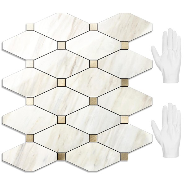 STICKGOO 10 Sheets Peel and Stick Backsplash, Polished Eurasia Biege