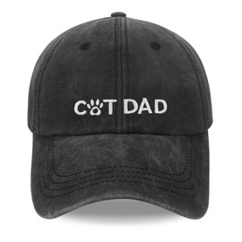 Cat Dad Hat for Men, Cat Dad Gifts, Adjustable Size Cotton Baseball Cap Black