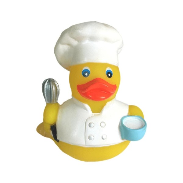 DUCKY CITY 3" Chef Rubber Duck [Floats Upright] - Baby Safe Bathtub Bathing Toy