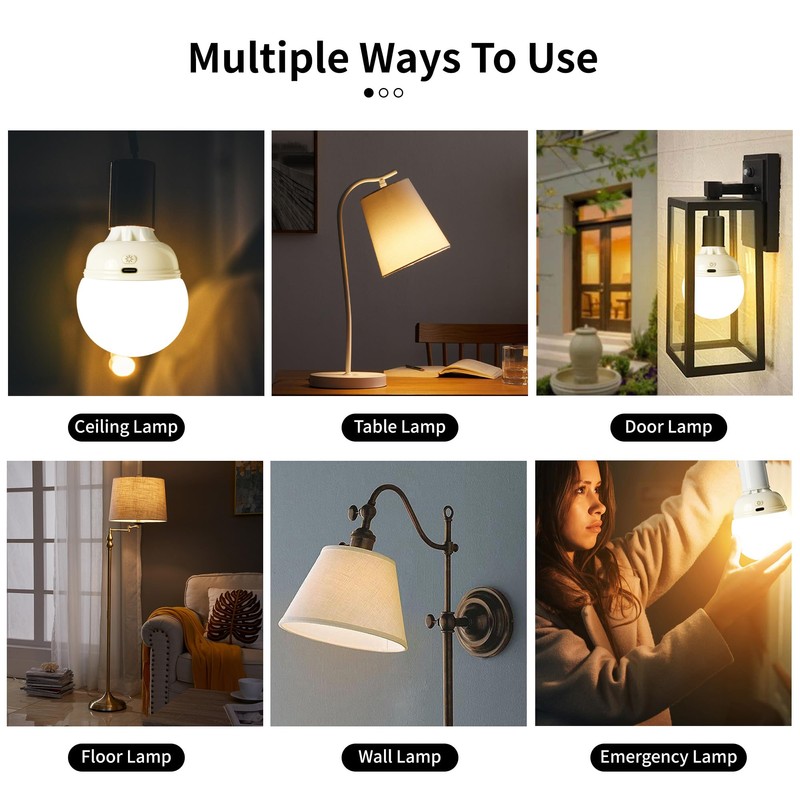 Rechargeable Light Bulbs, Battery Operated Light Bulb with Remote E26