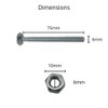 M6 (6mm x 75mm) Cup Square Carriage/Coach Bolt & Nut