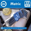 HemBorta® Metric Allen Key Set Ball End 13pcs, Long Metric