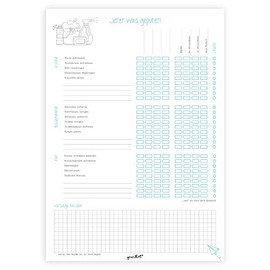 Budget Plan - Jetzt wird geputzt I dv_308 I DIN A4 I Turquoise Cleaning Plan Organiser Notepad for Tearing Off and Writing on for the Whole Family