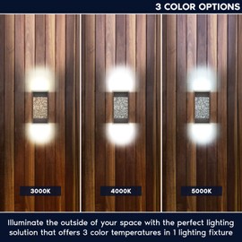 LUXRITE Modern LED Up Down Outdoor Wall Lights, Bubble Glass Light Fixture, 3CCT 3000K 4000K 5000K, IP65 Waterproof, 12 Inch Aluminum Wall Sconce, ETL, Outside Lights for Porch, House, Patio 2-Pack