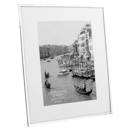 Impressions narrow silver plated 4" x 6" photo frame with white mount boarder