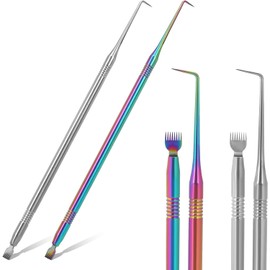 Herramienta de elevación de pestañas 2 en 1, 2 piezas de acero inoxidable para levantamiento de pestañas y tinte, suministros profesionales para levantamiento de pestañas de metal, herramienta