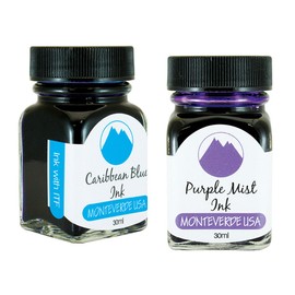 Monteverde 60ml Core Fountain Pen Ink Bottle (30ml Caribbean Blue Ink Bottle G309CU, 30ml Purple Mist Ink Bottle G309PM)