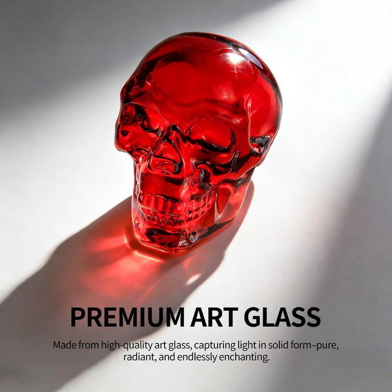 QIANCHANG 2.5" Red Crystal Skull Figurines for Halloween/Day of the