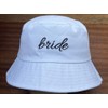 Bride - White Cotton Bucket Hat with Black Embroidery, Hen