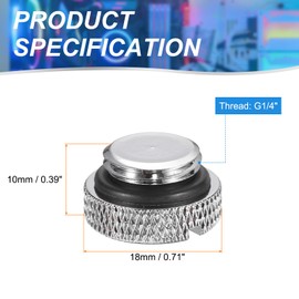 sourcing map 2pcs Water Stop Plug Fitting G1/4" Thread Pc Water Cooling Slot Plugs Fitting Copper Water Stop End Cap for Computer Water Cooling System, Silver