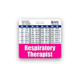 Respiratory Therapist Badge Buddy Horizontal w/Height & Weight Conversion Charts (Standard, Pink)