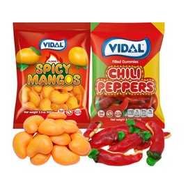 Spicy Lovers Gummy Candy Bundle, Vidal Spicy Mangos & Chili Peppers - Pack of 2, 3.5 oz bags by Lyza's Sweets & Treats