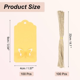 Sourcing Map 100Pcs Gold Kraft Paper Gift Tags with String, 3.5 x 1.6 Inch Wave Shape Labels for Presents, DIY Crafts, Christmas