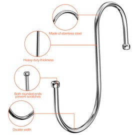 Firschoie Pack of 18 S Hooks, Stainless Steel S Hooks, Heavy Duty Metal Hooks, Double Hooks for Hanging Cups, Clothes, Pots and Bowls, Suitable for Kitchen, Living Room, Bathroom, Garden, Wardrobe