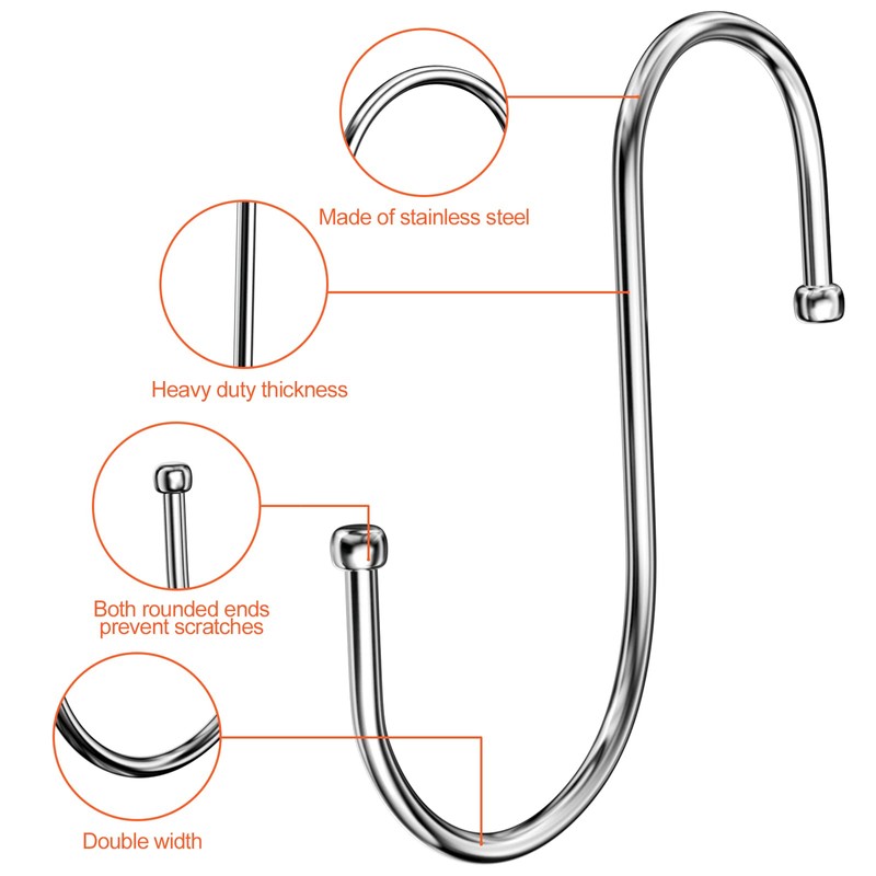 Firschoie Pack of 18 S Hooks, Stainless Steel S Hooks,