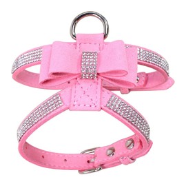 XS Dog Harness Pink Girl,Rhinestone Cat Vest Harnesses with Bow Tie Puppy Kitty Cute Fancy Sparkling Pretty Crystal Diamond for Small Pet Yorkie Chihuahua xs