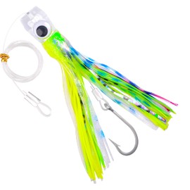 Fishing Trolling Lures Saltwater Trolling Skirted Lures Offshore Big Game Fishing Lures for Tuna Mahi Marlin Dolphin Wahoo Deep Sea Fishing Lures Octopus Squid Skirts Rigged Hooks 8.8inch