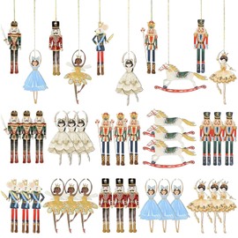 20pcs Set Christmas Ornaments Ballet Nutcracker Wooden Decorations Party Decoration Gift Snowman Santa Tree Use Affordable 20*10*4 cm Colorful 1