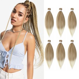 BLTYXT Pre-Stretched Braiding Hair 26 Inch Easy Braiding 6 Packs Professional Itchless Synthetic Fiber EZ Braids Yaki Texture Knotless Braiding Hair Extensions (T27-613#)