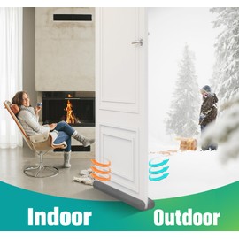 MAXTID Under Door Draft Stopper 32, 36, 38 Inches - Grey Door Sweep Insulation for Winter, Cold Air Draft Blocker