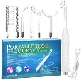 High Frequency Stick Face, Portable High Frequency Skin Tightening with 6 Different Neon Tubes, High Frequency RF Rod Device, Portable, High Frequency Device, for Skin Care System