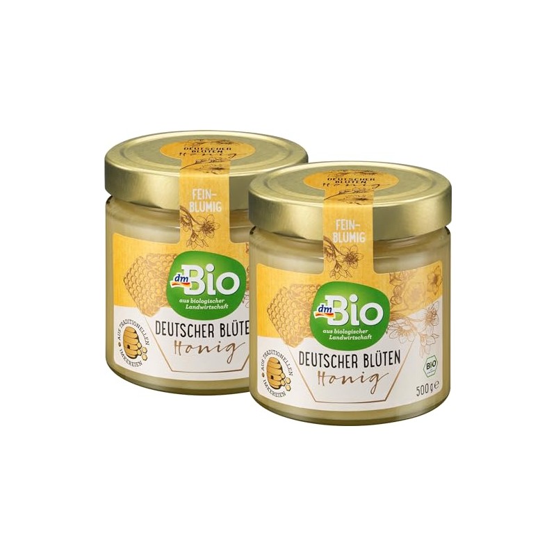dmBio Organic Flower Honey from Germany - 2 Jars x