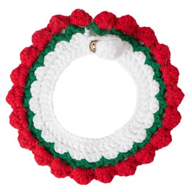 IDOLPET Handmade Strawberry Cat Bandana Collar Girl Cat Cute Knitting Pet Birthday Bib Costume Outfit for Cat Kitten Kitty Puppy Small Dog Rabbit (Strawberry Red, M)